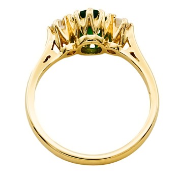 9ct gold synthetic emerald and Cubic Zirconia 3 stone Ring size N